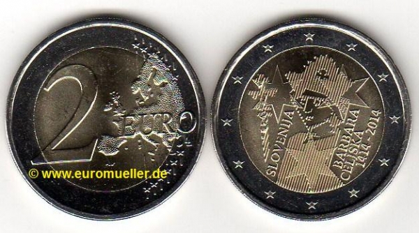 2 Euro Sondermünze Slowenien 2014 B. Celjska