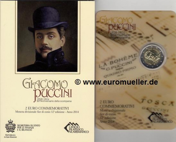 2 Euro Sondermünze San Marino 2014 Puccini