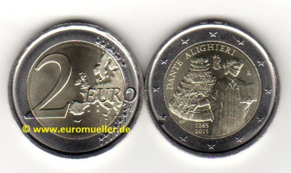 2 Euro Sondermünze Italien 2015 Dante