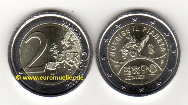 2 Euro Sondermünze Italien 2015 Expo