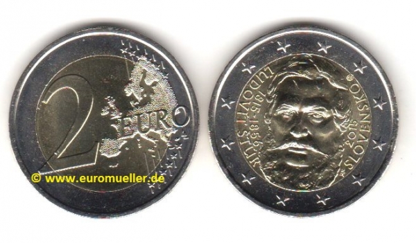 2 Euro Sondermünze Slowakei 2015 L. Stur