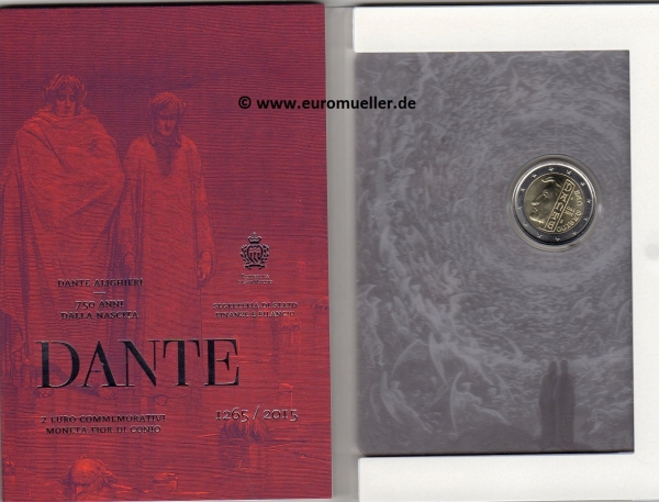 2 Euro Sondermünze San Marino 2015 Dante