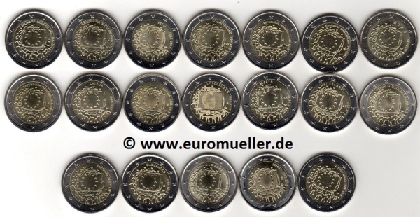 19x 2 Euro Sondermünzen 2015 Europaflagge