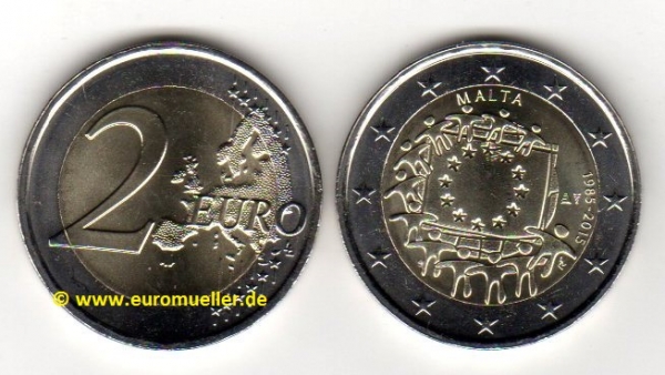 2 Euro Sondermünze Malta 2015 Flagge