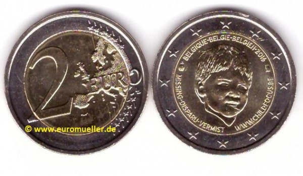 2 Euro Sondermünze Belgien 2016 Child Focus