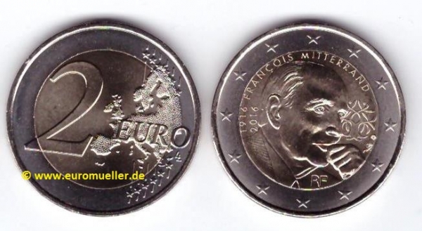 2 Euro Sondermünze Frankreich 2016 Mitterrand