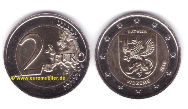 2 Euro Sondermünze Lettland 2016 - Vidzeme