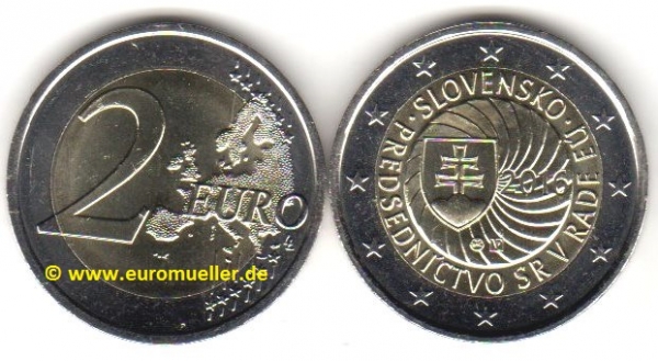 2 Euro Sondermünze Slowakei 2016 EU-Ratsvorsitz