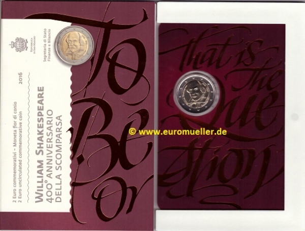 2 Euro Sondermünze San Marino 2016 Shakespeare