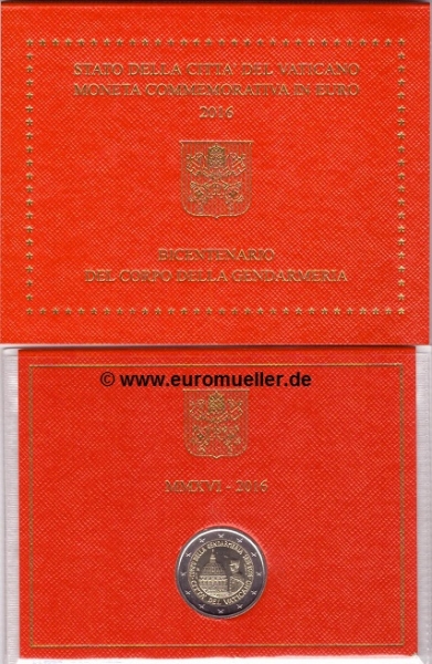 2 Euro Sondermünze Vatikan 2016 Gendarmerie
