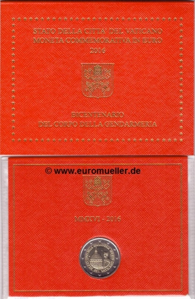 2 Euro Sondermünze Vatikan 2016 Gendarmerie