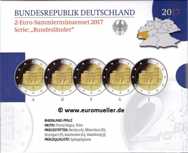 2 Euro Sondermünzen Deutschland 2017 Rheinland-Pfalz PP