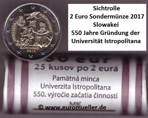 Rolle 2 Euro Sondermünze Slowakei 2017 Uni