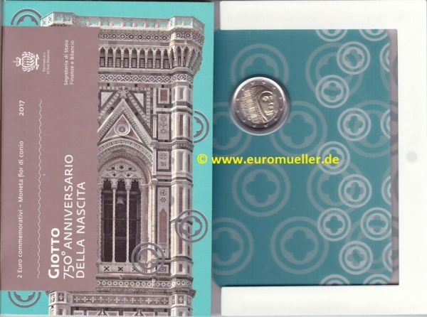 2 Euro Sondermünze San Marino 2017 Giotto