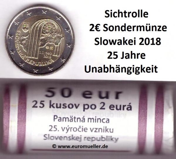 Rolle 2 Euro Sondermünze Slowakei 2018 Republik