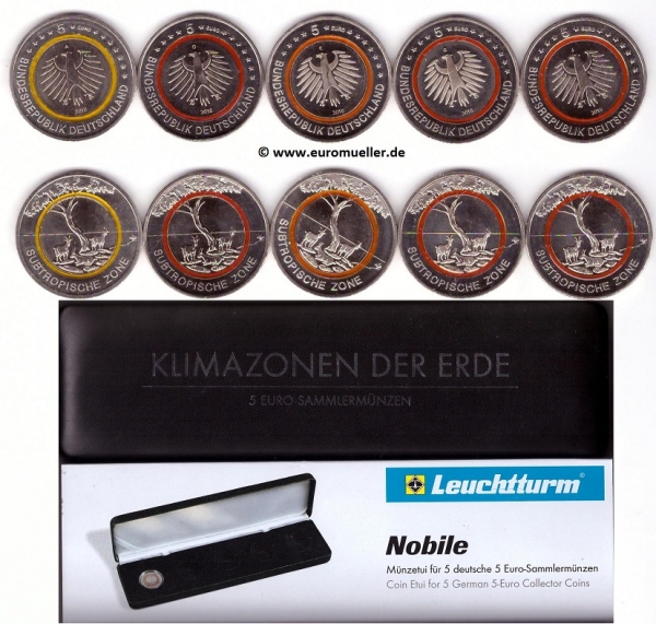 5x 5 Euro Gedenkmünze Deutschland 2018 in Münzetui