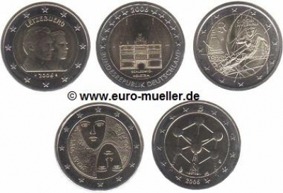 5x 2 Euro Sondermünzen 2006