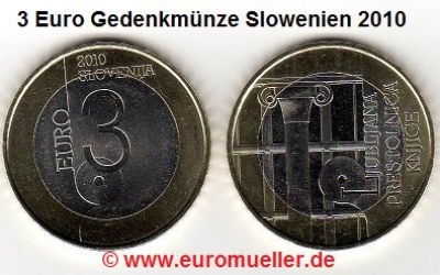 Slowenien 3 Euro Gedenkmünze 2010 bu.