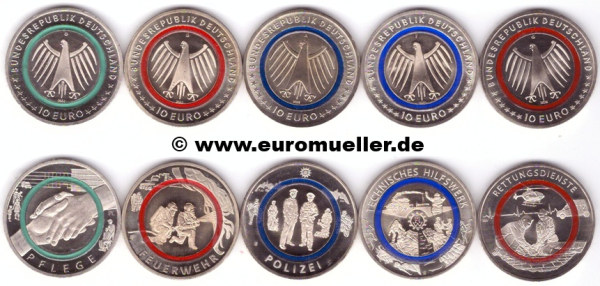 5x 10 Euro Gedenkmünze Deutschland 2022-2026