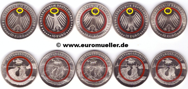 5x 10 Euro Gedenkmünze Deutschland 2026 Rettungsdienste