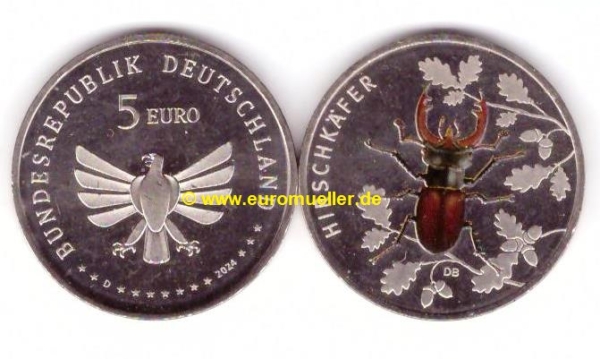 5 Euro Gedenkmünze Deutschland 2024 Hirschkäfer