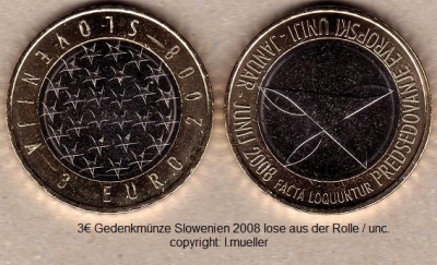 Slowenien 3 Euro Gedenkmünze 2008