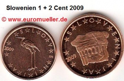 Slowenien 1 + 2 Cent 2009