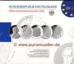 10 Euro Gedenkmünzen Deutschland 2012  PP  - 5 Münzen - komplett