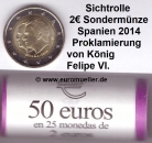 Rolle 2 Euro Sondermünze Spanien 2014 Proklamation König Felipe VI.