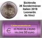Rolle 2 Euro Sondermünze Italien 2019 Leonardo da Vinci