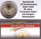 Rolle 2 Euro Sondermünze Italien 2020 Feuerwehr Specialrolle