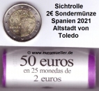 Rolle 2 Euro Sondermünze Spanien 2021 - Toledo