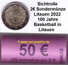 Rolle 2 Euro Sondermünze Litauen 2022 Basketball
