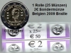 Rolle 2 Euro Sondermünze Belgien 2009 (Braille)